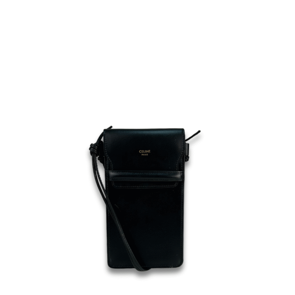 Celine Black Leather Phone Pouch
