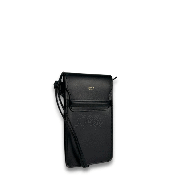 Celine Black Leather Phone Pouch